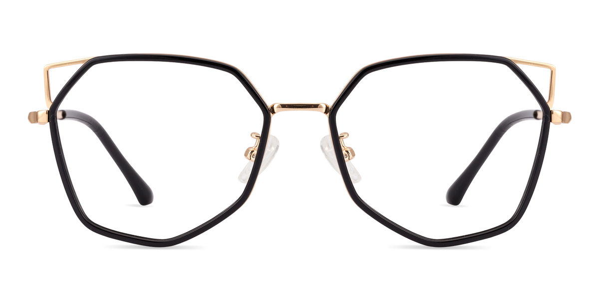 Rhea Lustrous Stylish Black Gold Eyeglasses | Zinff Optical