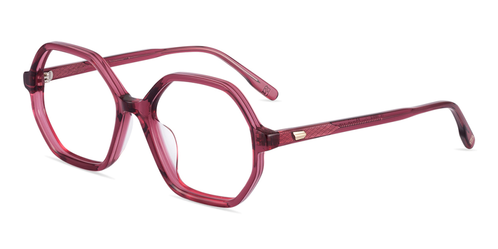 Rosy Exquisite Geometric Red Eyeglasses | Zinff Optical