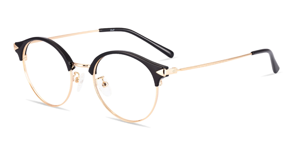 Artemis Browline Black and Gold Frame Eyeglasses | Zinff Optical