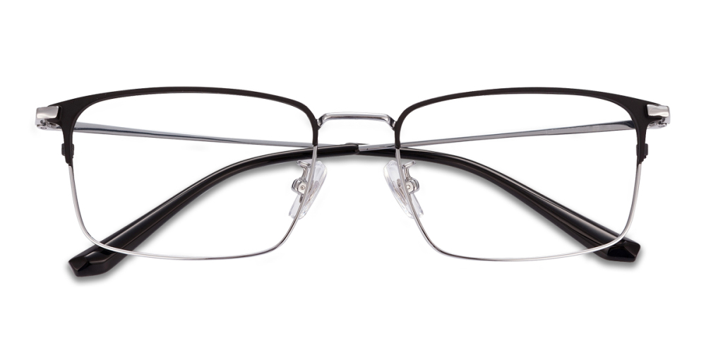 Sam Rectangle Black Silver Frame Eyeglasses Zinff Optical