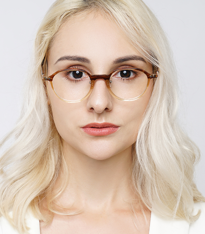 Simple Oval Brown and Cream Frame Eyeglasses Zinff Optical