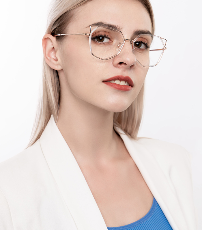 Rhea Geometric Clear Pink Eyeglasses with Rich Personalities | Zinff ...