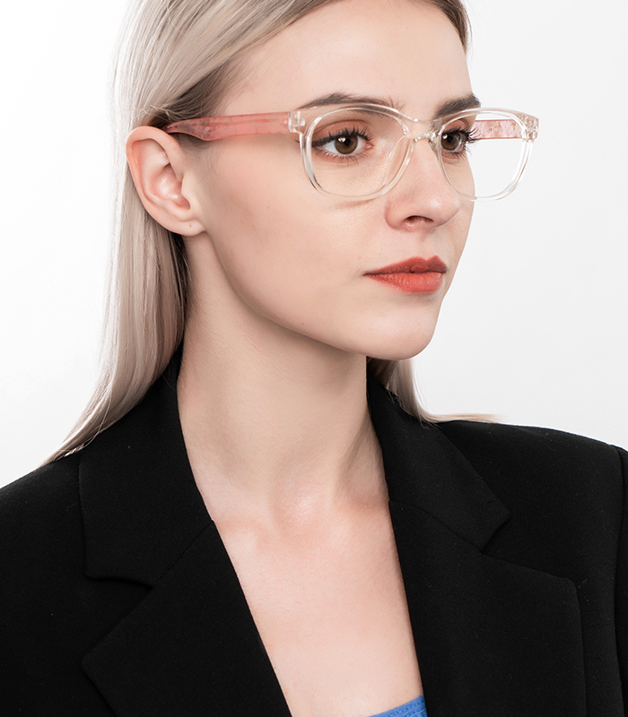 Aqua Cute Clear Frames with Sweet Pink Arms | Zinff Optical