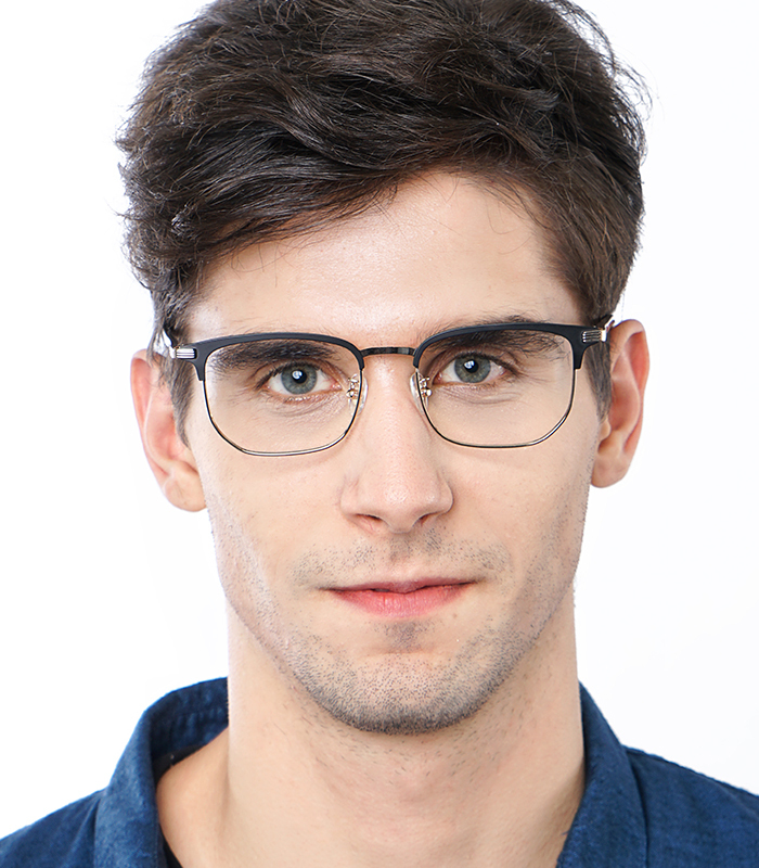 Daffy Sophisticated Browline Black Gold Eyeglasses Zinff Optical