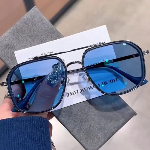 Luca Transparent Teal Square Sunglasses